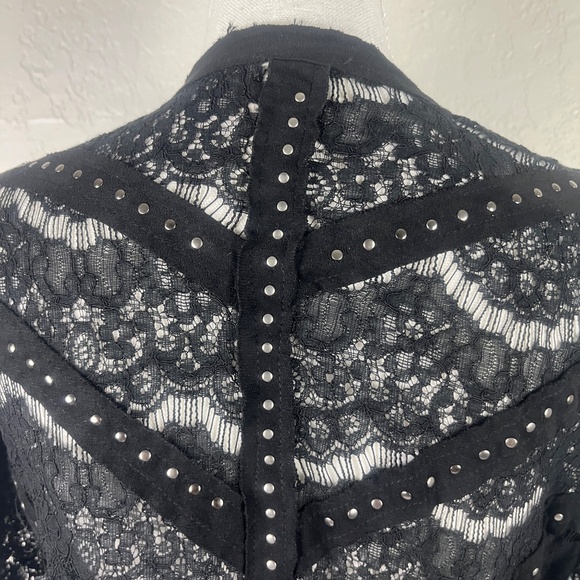 VOCAL Lace Open Front Cardigan Sz Small Studded Whimsigoth Black - Picture 5 of 12